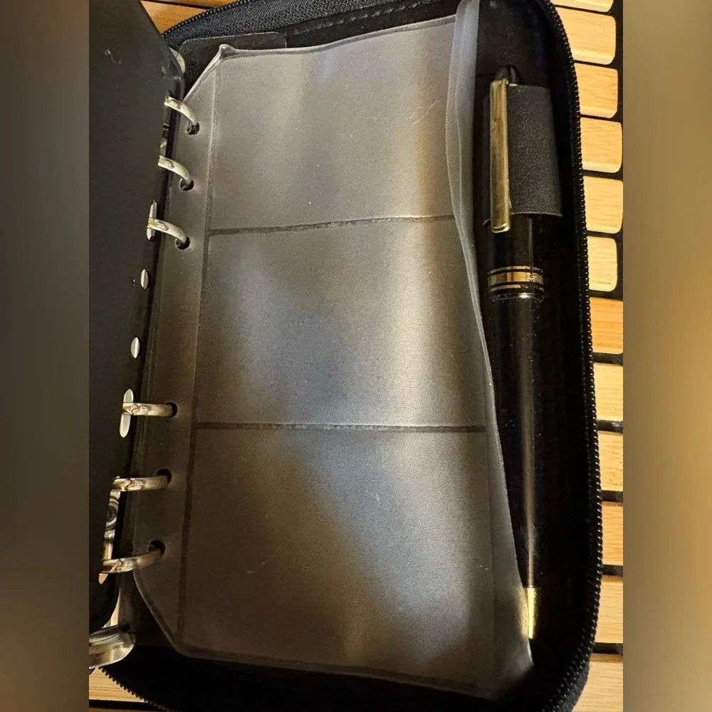 Black Faux Leather Day Timer Binder